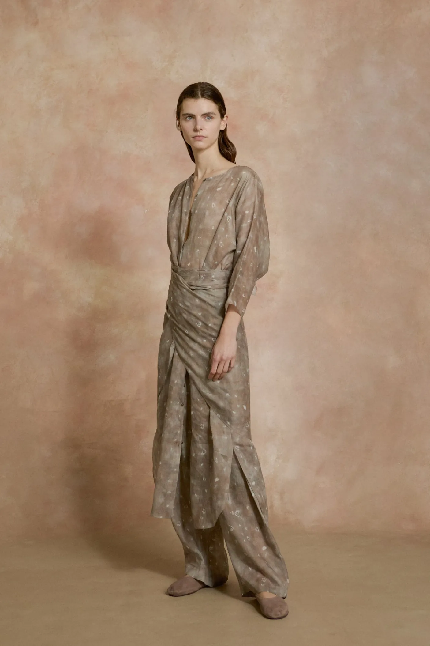 Jill, ayaz print midi ramie dress