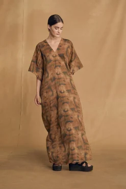 Kaftan, taiyo print ramie dress