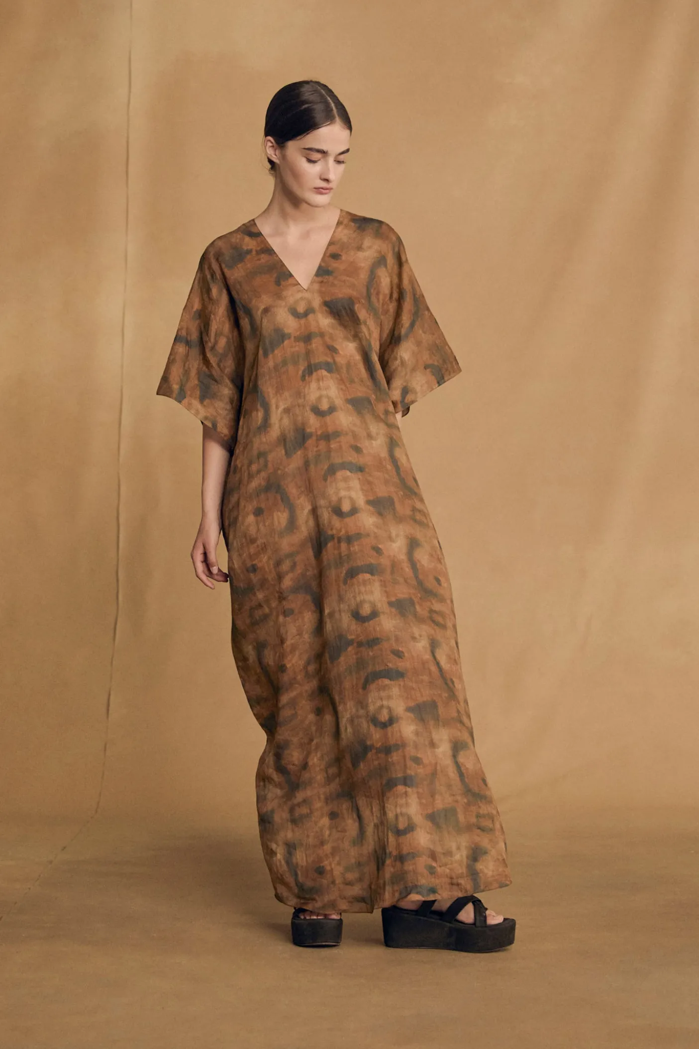Kaftan, taiyo print ramie dress