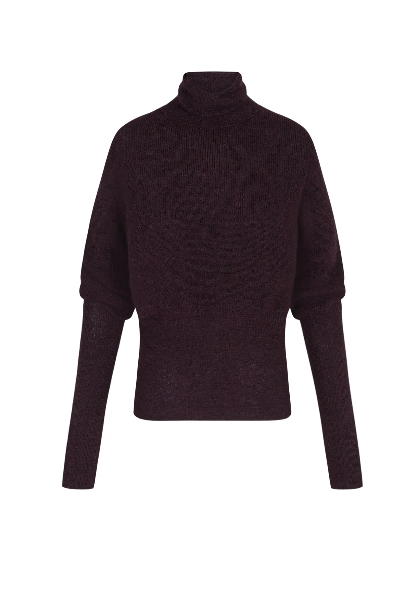 Kaia, burgundy turtleneck sweater