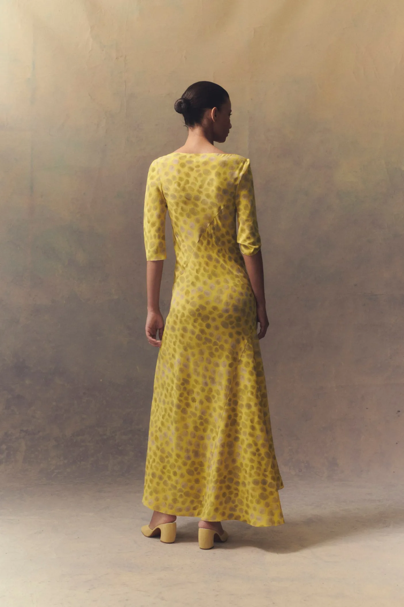 Khata, long dress in printed silk