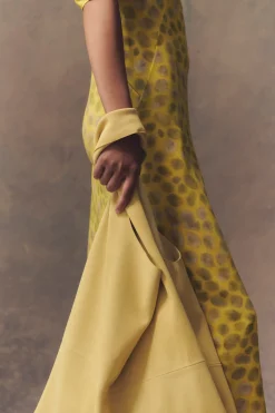 Khata, long dress in printed silk