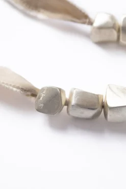 Lapis, silver and silk necklace