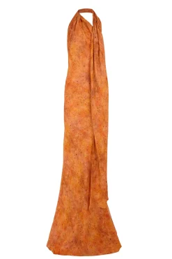Lara, sora print long silk dress