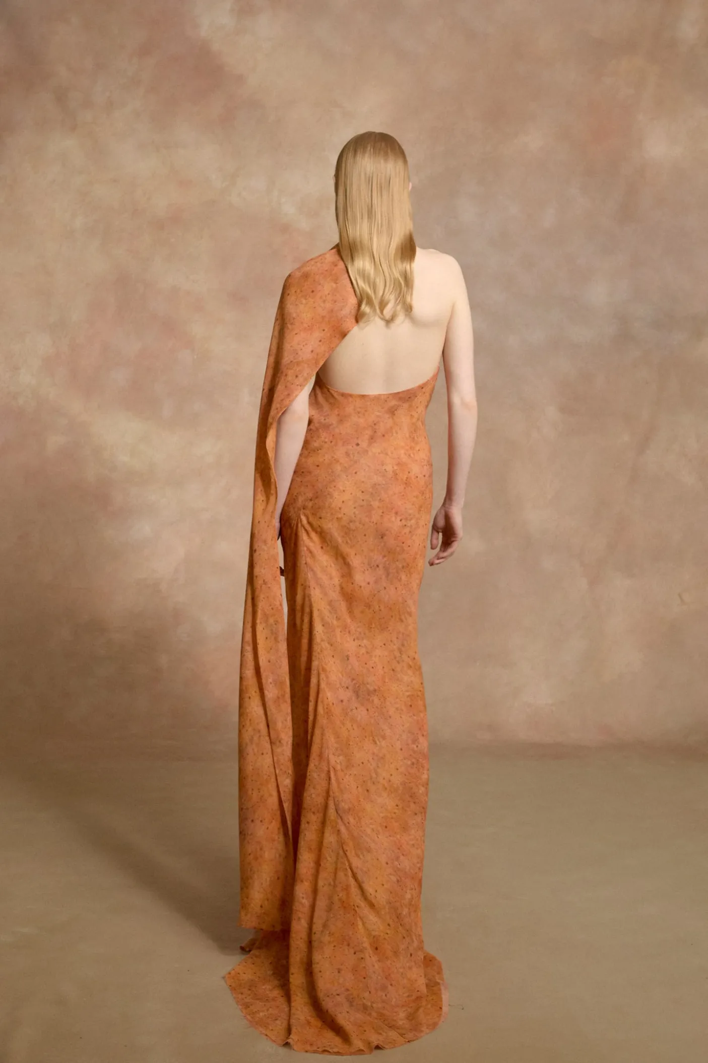 Lara, sora print long silk dress