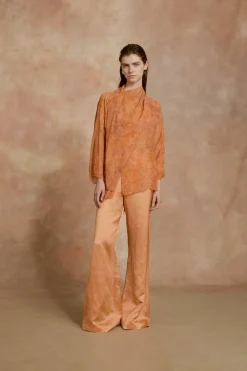 Lara, sora print silk blouse