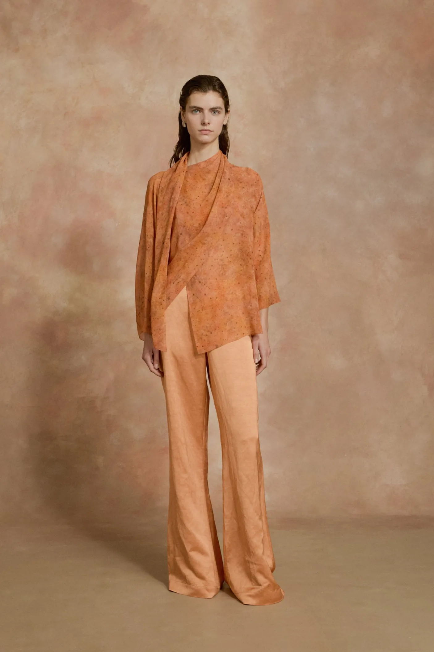 Lara, sora print silk blouse