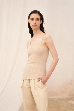 Lena, top de alpaca, lana merino y seda crudo