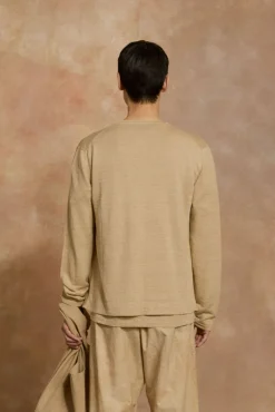 Lian, beige linen knit cardigan