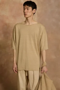 Lian, beige linen knit t-shirt