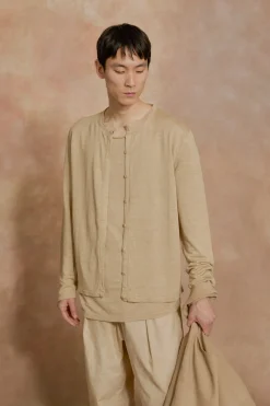 Lian, beige linen knit t-shirt