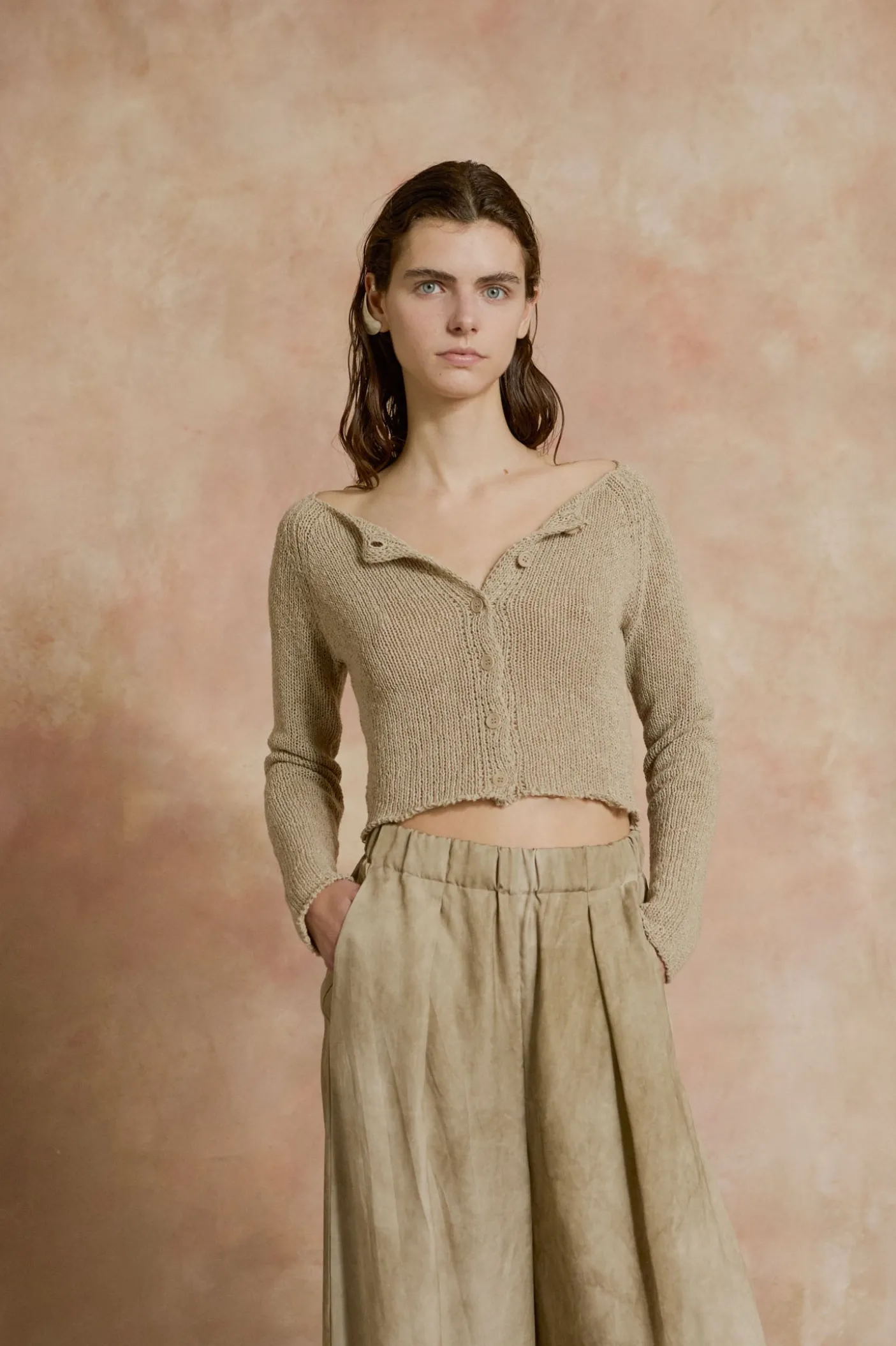 Lierre, light olive knitwear cardigan