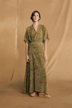 Lil, trap print silk dress