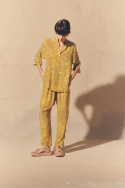 Lili, lima print silk pants