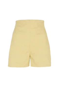 Limon, pale yellow high waisted shorts
