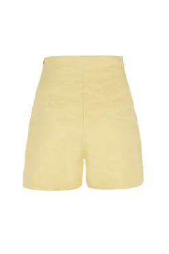 Limon, pale yellow high waisted shorts