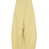 Limon, pale yellow high-waisted pants
