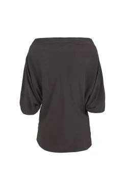 Liv, graphite stretch silk blouse