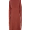 Luana, carmine red silk dress