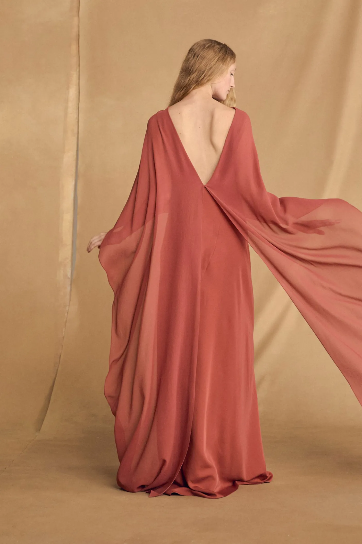 Luana, carmine red silk dress