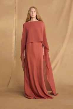 Luana, carmine red silk dress