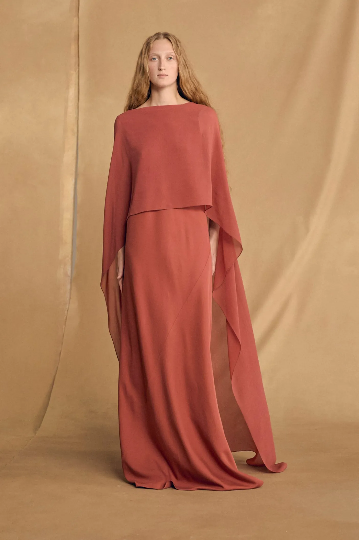 Luana, carmine red silk dress