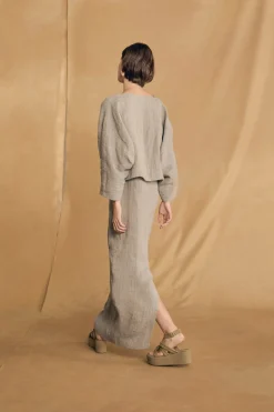 Lupe, sky blue striped linen jacket