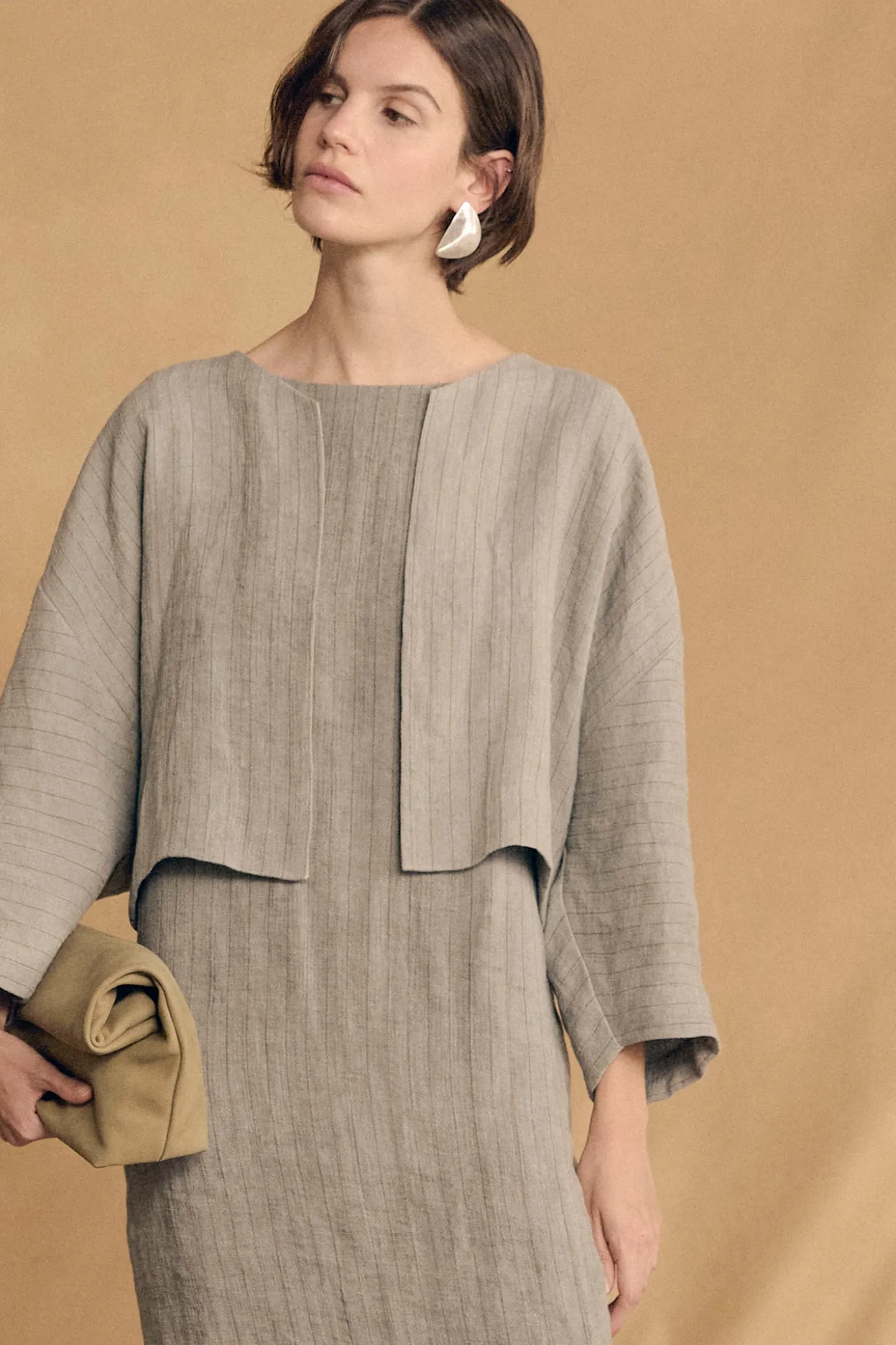 Lupe, sky blue striped linen dress