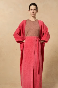 Lupe, striped maltinto linen skirt