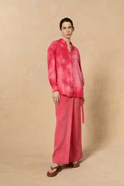 Lupita, pink maltinto silk shirt