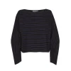 Marcel, blue striped top in linen and wool