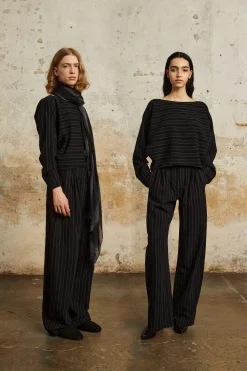 Marcel, blue striped top in linen and wool