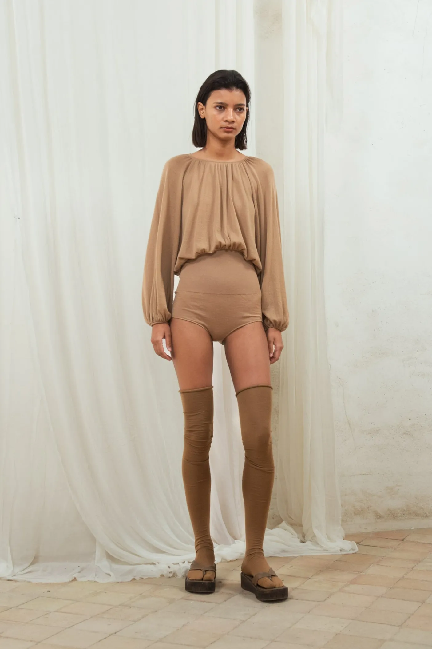 Maris, cocoa cashmere top