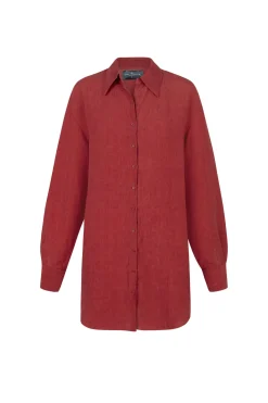 Marlo, camisa en lino rojo