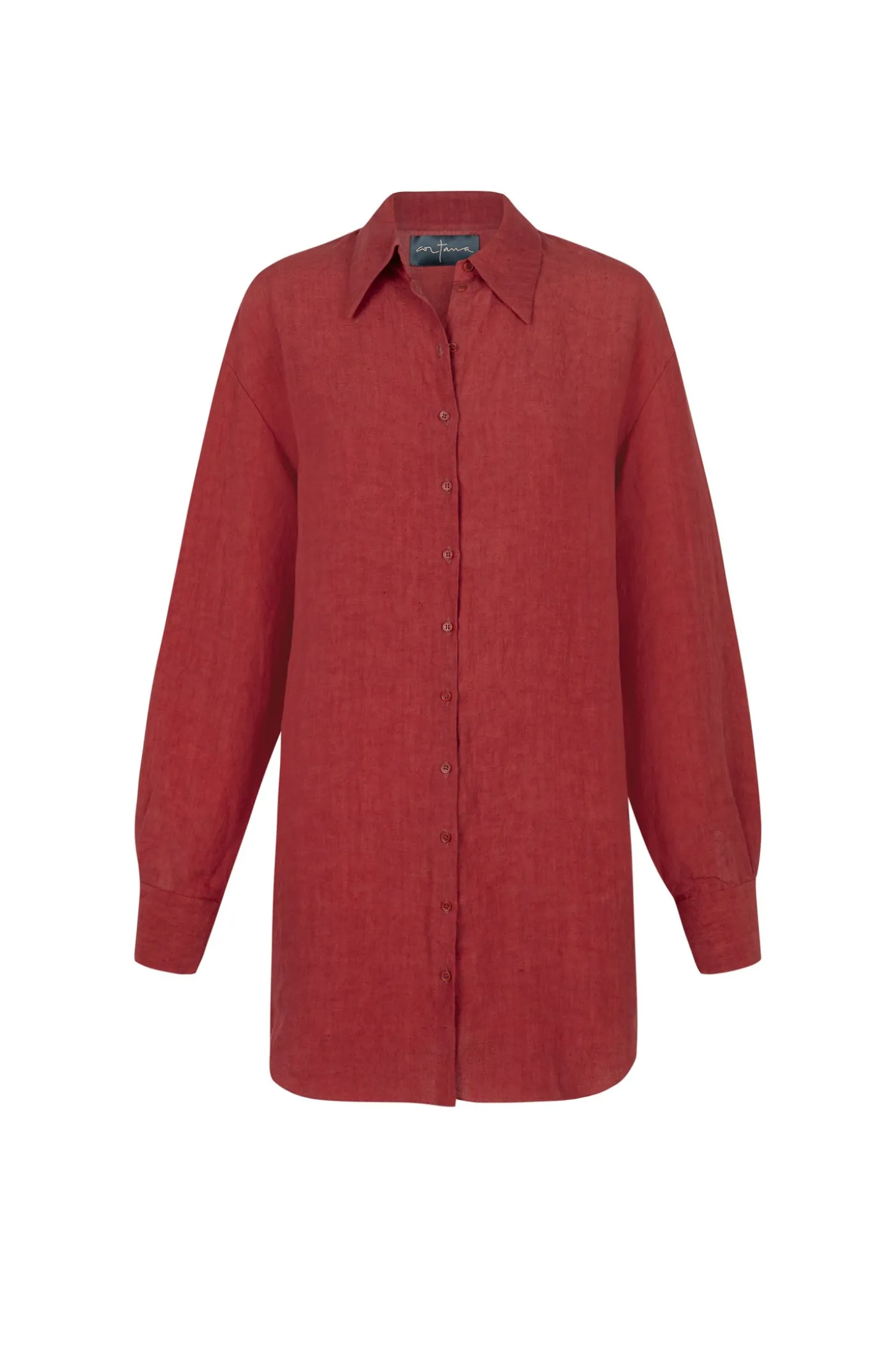 Marlo, camisa en lino rojo