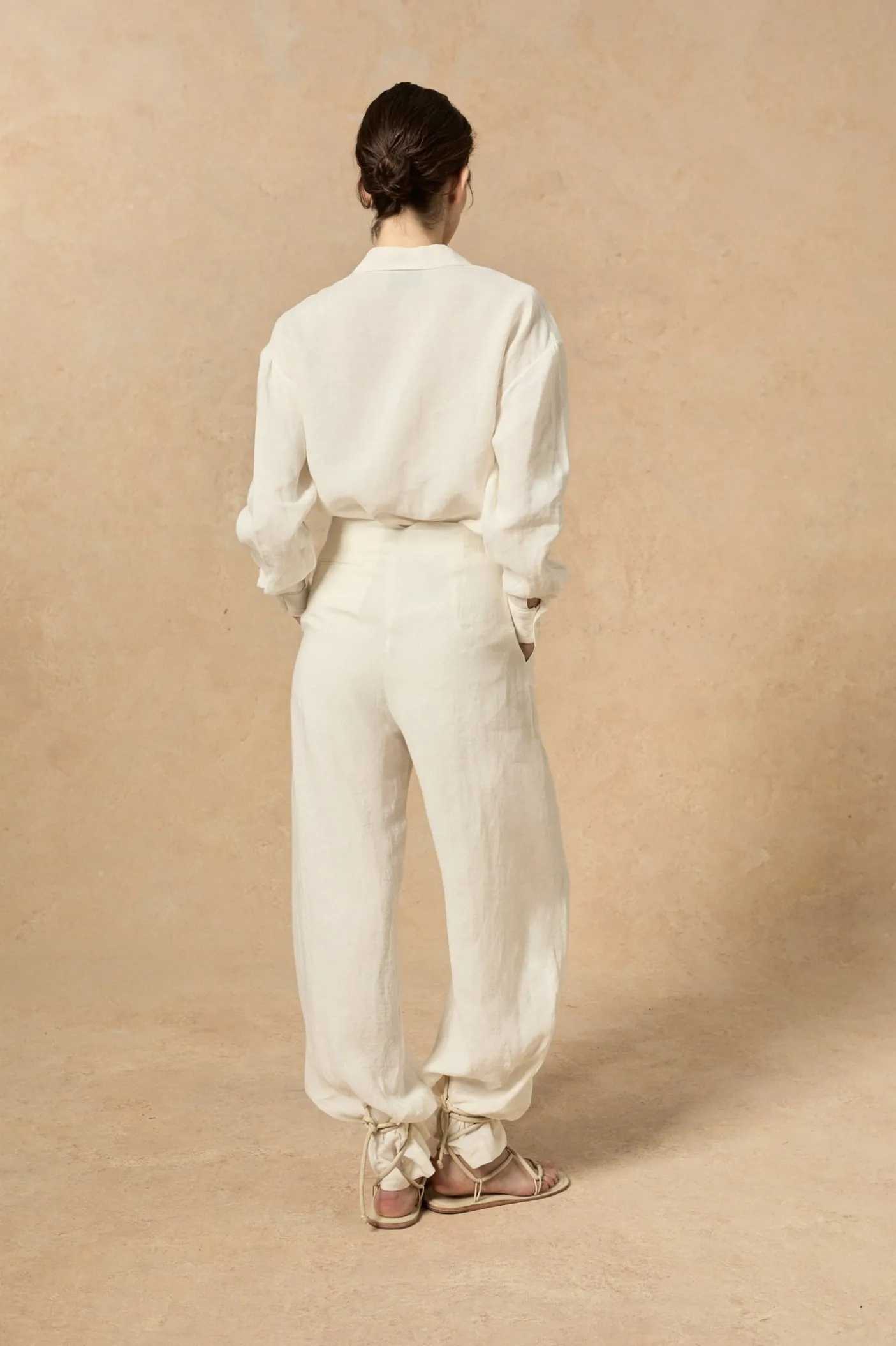 Marlo, ecru linen pants