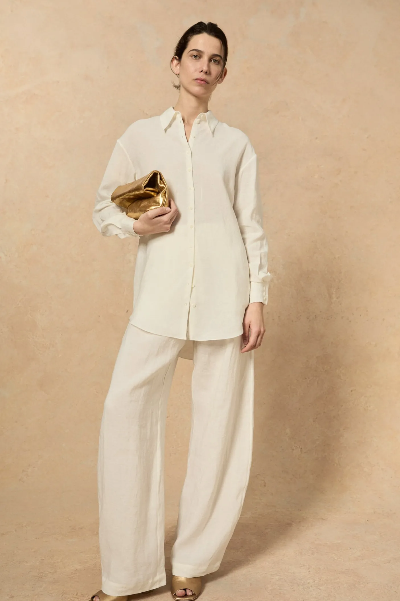 Marlo, ecru linen pants
