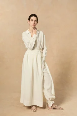 Marlo, ecru linen pants