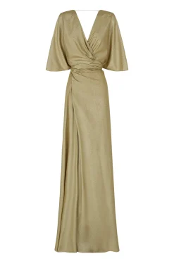 Martina, vestido en seda oro metalizado