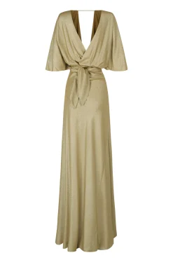 Martina, vestido en seda oro metalizado