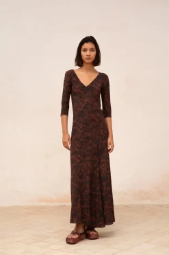 Mathilda, mata print silk dress