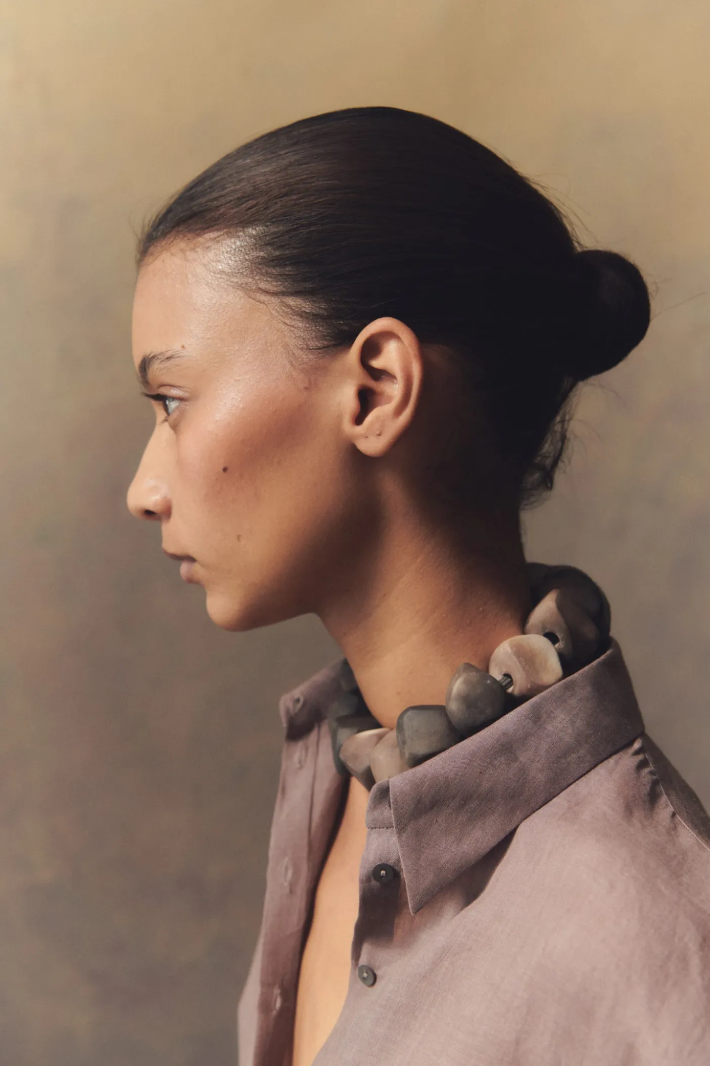 Matz, shirt in peach ramie