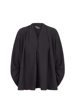 Medina, smoke gray silk blouse