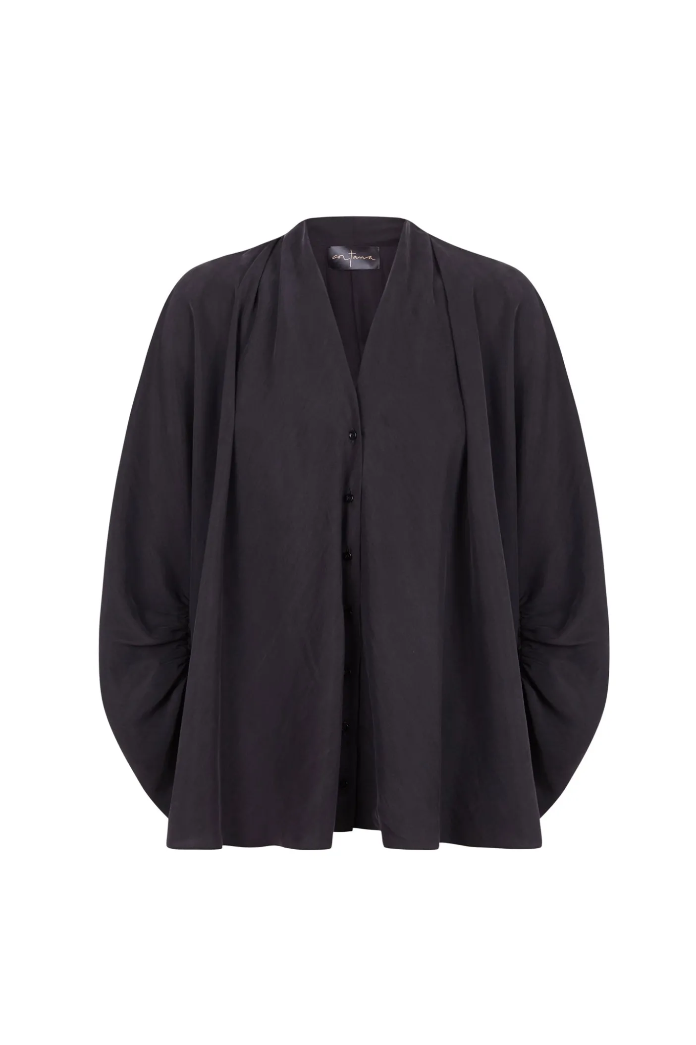 Medina, smoke gray silk blouse