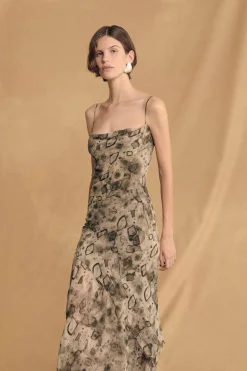 Meena, elmas print silk dress