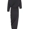 Mira, graphite stretch hemp asymmetrical dress