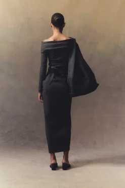 Mira, graphite wrap skirt