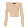 Mira, light peach crop top