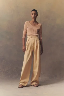 Mira, pantalón de talle alto melocotón claro