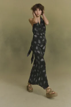 Molly, vestido de seda mint print